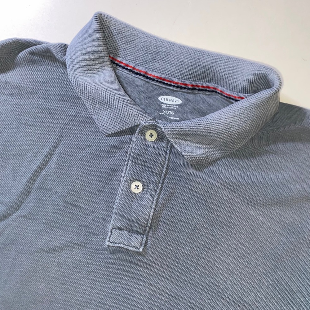 Old Navy Mens XL Gray Short Sleeve Pique Knit Two Button Polo Shirt 5227